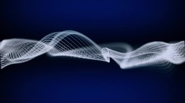 Dijital mavi renk dalga parçacıkları ve Bokeh, soyut dijital parçacık dalgası ve ışık arka plan, animasyon siber veya teknoloji arka planı.