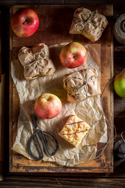 Sweet Homemade Take Away Apple Pie Crumble Apple Pie Crumble — Stock Photo, Image