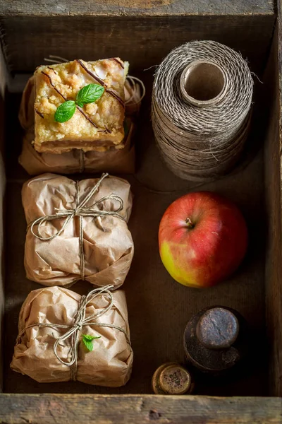 Finom Friss Gyümölcsből Készült Almás Pite Almás Pite Morzsával Gyümölccsel — Stock Fotó