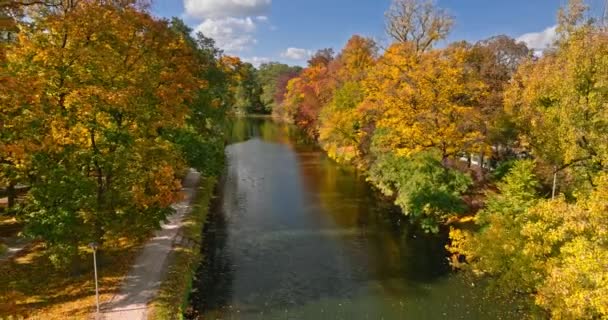 Podzimní Řeka Brda Bydgoszcz Letecký Pohled Přírodu Polsku Evropě — Stock video