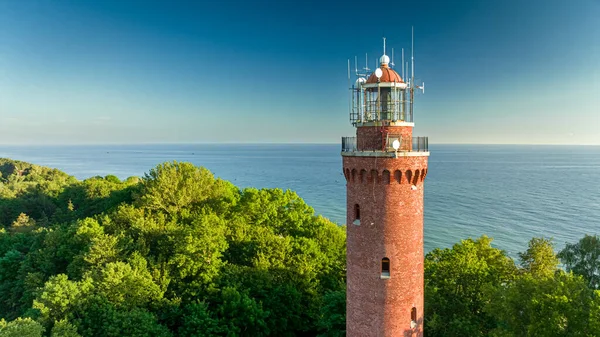 Φάρος Στη Βαλτική Θάλασσα Καλοκαίρι Αεροφωτογραφία Της Πολωνίας Ευρώπη — Φωτογραφία Αρχείου