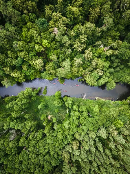 Kayaking River Summer Sport Summer Aerial View Poland Europe — Stockfoto