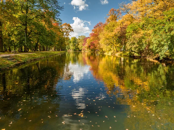 Вид Воздуха Осеннюю Реку Брда Быдгощ Польша Польская Золотая Осень — стоковое фото