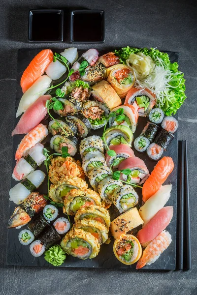 Blick Von Oben Auf Das Sushi Set Mit Wasabi Als — Stockfoto