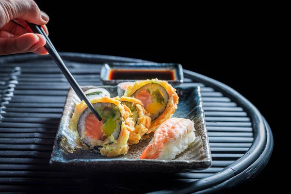 Aromatisches Sushi Set Mit Wasabi Als Klassische Japanische Küche — Stockfoto