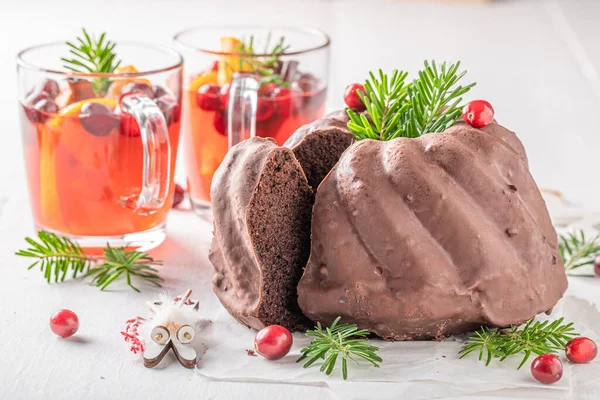 Traditionellt Tårta Till Jul Med Choklad Som Perfekt Dessert Traditionell — Stockfoto