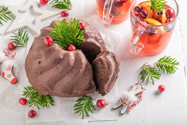 Smaklig Tårta Till Jul Med Bål Som Juldessert Jultårta — Stockfoto
