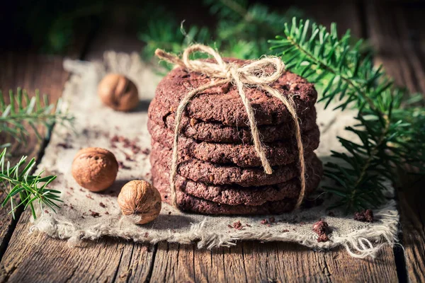 Sweet Homemade Chocolate Cookies Made Cocoa Sugar Little Cookies Made — Stock Photo, Image