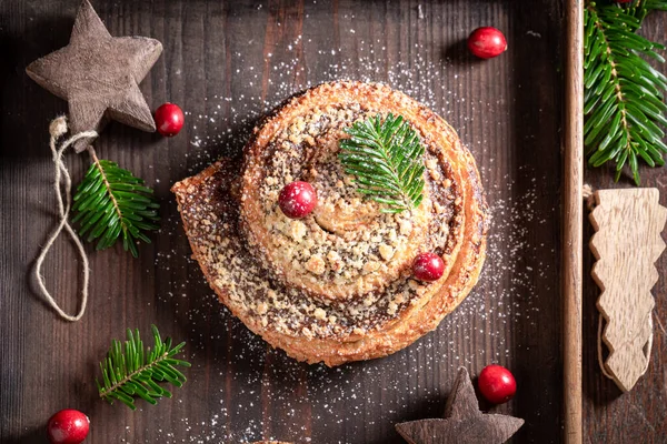 Sabroso Tradicionalmente Merienda Levadura Canela Día Invierno Snack Navidad — Foto de Stock
