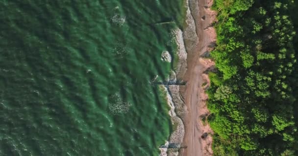 Beach Waves Baltic Sea Summer Tourism Baltic Sea Aerial View — Stock Video