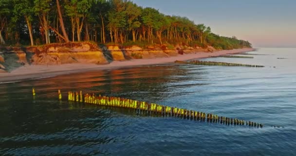Beach Sunrise Baltic Sea Poland Europe — ストック動画