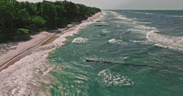 Big Waves Baltic Sea Summer Tourism Baltic Sea Aerial View — Wideo stockowe