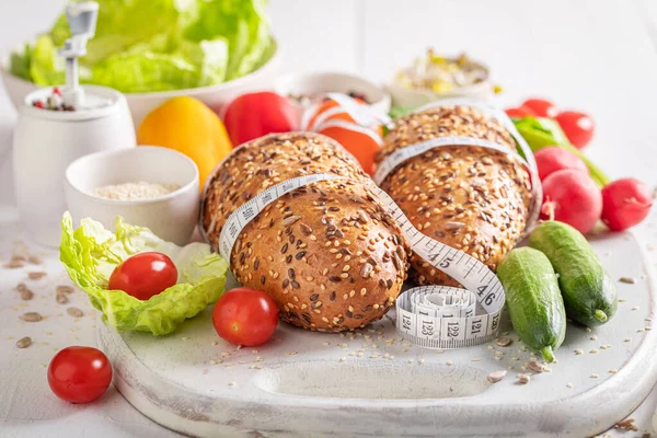 Sabrosos Ingredientes Para Sándwich Como Símbolo Una Dieta Saludable Ingredientes —  Fotos de Stock