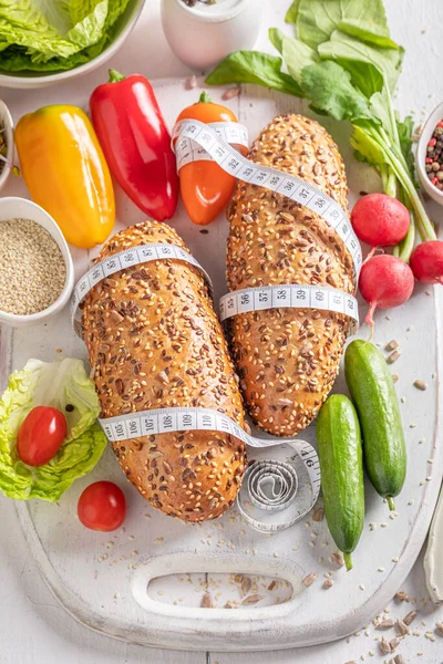 Frisk Mat Til Smørbrød Med Salat Tomat Paprika Ingredienser Til – stockfoto