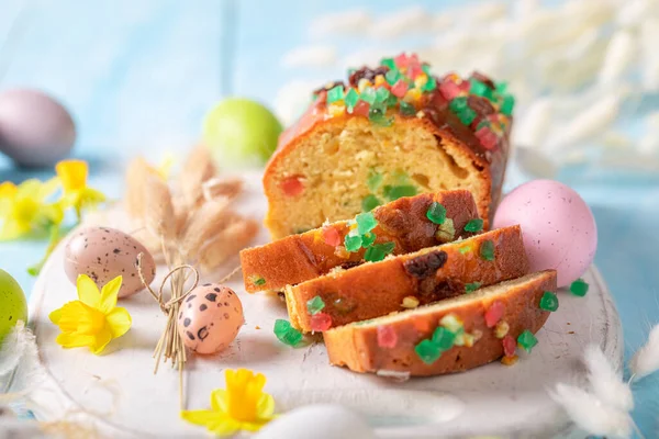 stock image Sweet Fruitcake for Easter with orange and cranberry. Fruit cake for Easter.