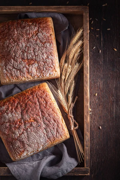 stock image Rustic loaf of breads for a healthy and balanced diet. Organic homemade bread.