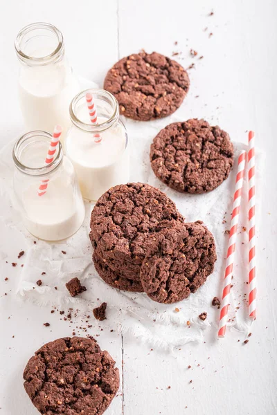 Süße Braune Kekse Als Mittagssnack Braune Kekse Schmecken Besten Mit — Stockfoto