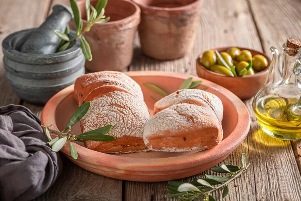 Cripsy Rolls Classic Bread Italy Rolls Made Olive Oil — Stock Photo, Image