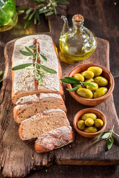 Pão Aromático Como Pão Tradicional Itália Pão Feito Com Azeite — Fotografia de Stock