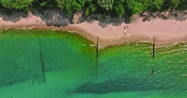 Playa Estrecha Mar Báltico Verano Polonia — Vídeos de Stock