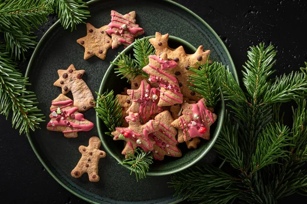 Zoet Heerlijk Kerstkoekje Als Kerstdelicatesse Peperkoek Koekjes Voor Kerstmis — Stockfoto