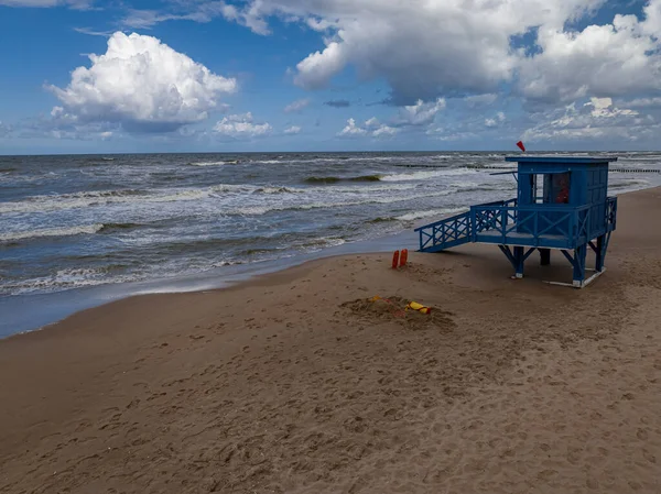 Lifeguard Tower Flooded Storm Baltic Sea Poland Aerial View Baltic — Stock Photo, Image