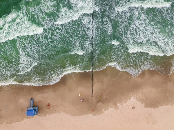 Lifeguard Tower Flooded Baltic Sea Big Waves Poland Aerial View — Stock Photo, Image