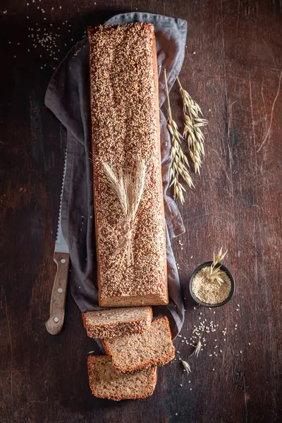 Healthy Wholemeal Bread Grain Ears Sesame Seeds Wholegrain Bread Sesame — Stock Photo, Image