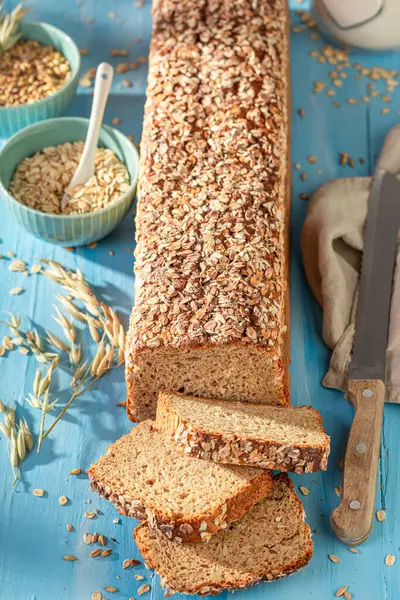 Fit bran bread for perfect and healthy breakfast.. Wholegrain bread with bran.