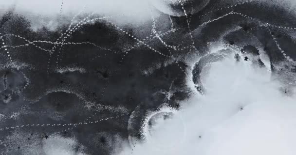 Río Desigualmente Congelado Cubierto Nieve Peligro Lago Invierno Vida Silvestre — Vídeos de Stock