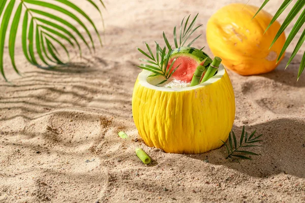 Velsmakende Cocktail Melon Sandstrand Ferier Paradisstrand – stockfoto
