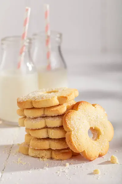 Γλυκά Και Νόστιμα Μπισκότα Βουτύρου Ψημένα Φούρνο Μπισκότα Έχουν Καλύτερη Φωτογραφία Αρχείου