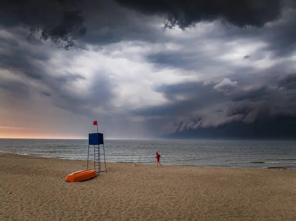 Lifeguard Tower Storm Baltic Sea Summer Poland Europe — Stock Photo, Image