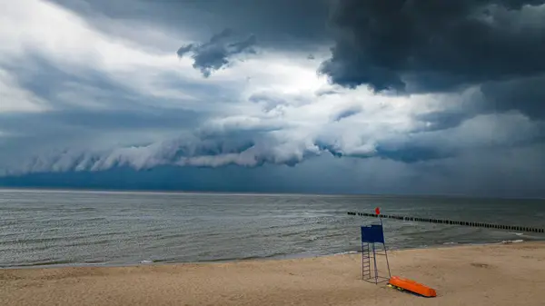 Lifeguard Tower Storm Baltic Sea Poland Europe — Stock Photo, Image
