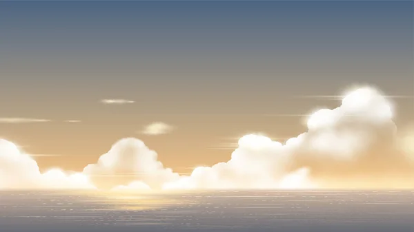 Σωρευτικά Σύννεφα Στον Ορίζοντα Του Ωκεανού Κατά Διάρκεια Της Νύχτας — Διανυσματικό Αρχείο