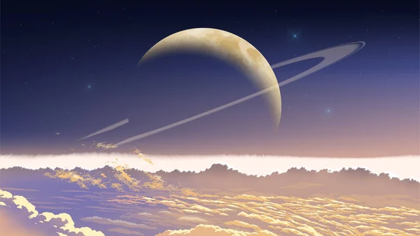 Cloudscape Фоном Большой Луны — стоковый вектор
