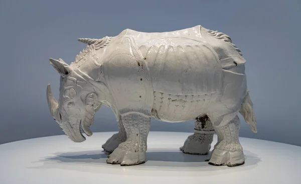 Картина Скульптуры Клары Первого Известного Носорога Выставлена Рейксмузее Рамках Выставки — стоковое фото