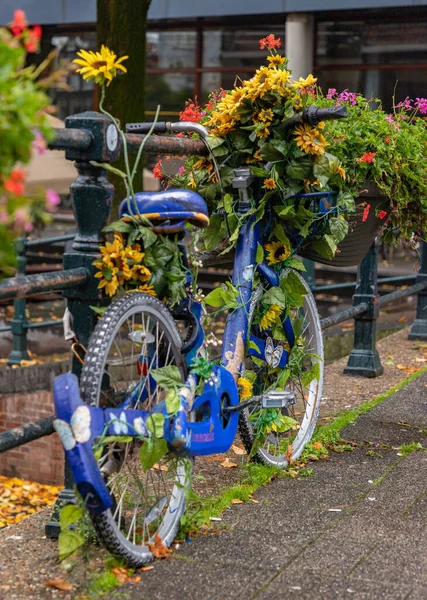 Een Foto Van Een Kleurrijke Fiets Versierd Met Bloemen Amsterdam — Stockfoto