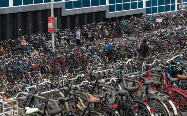 アムステルダム中央駅近くの巨大な自転車駐車場の写真 — ストック写真