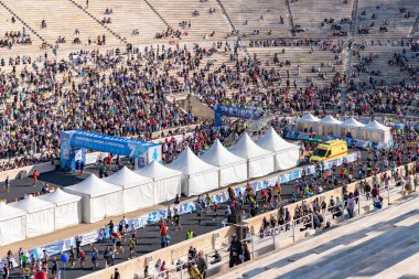 A picture of the finish line of the 2022 edition of the Athens Marathon - The Authentic, in the Panathenaic Stadium.