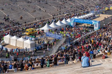 A picture of the finish line of the 2022 edition of the Athens Marathon - The Authentic, in the Panathenaic Stadium.