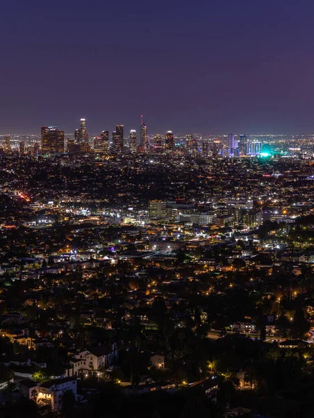Ein Bild Von Downtown Los Angeles Bei Nacht — Stockfoto