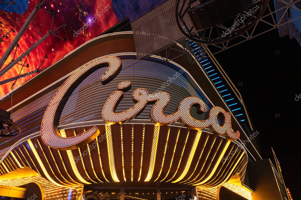 A picture of the neon signs at the Circa Resort and Casino.