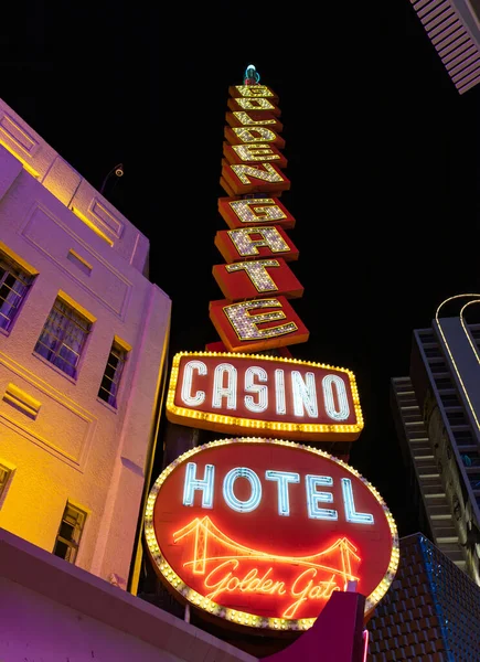 Une Image Des Enseignes Néon Hôtel Golden Gate Casino — Photo