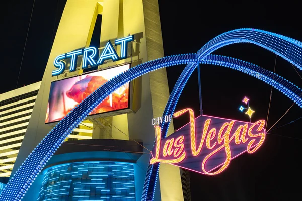 Una Foto Ravvicinata Dello Strat Hotel Casino Skypod Las Vegas — Foto Stock