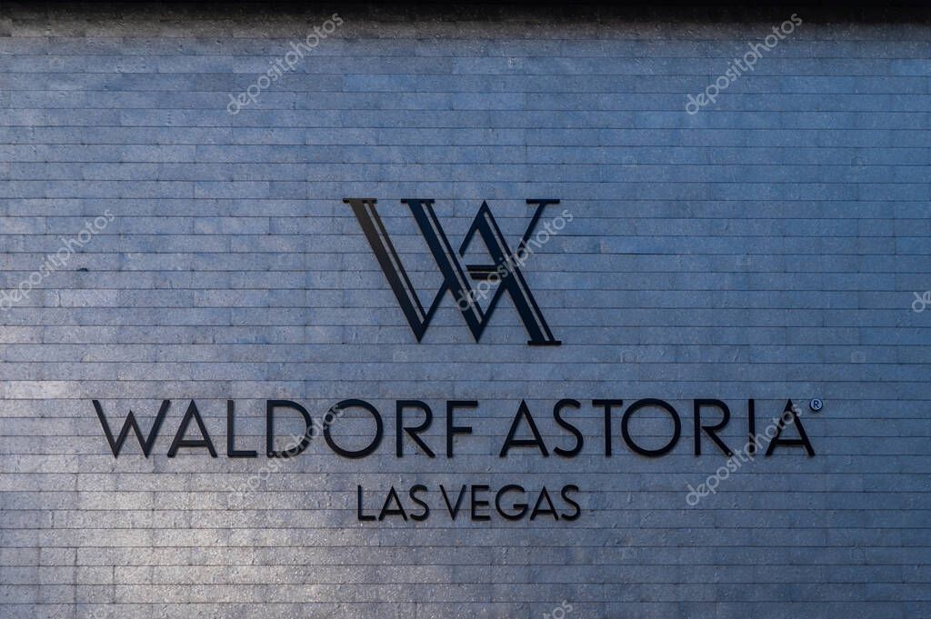 A picture of the Waldorf Astoria Las Vegas sign.