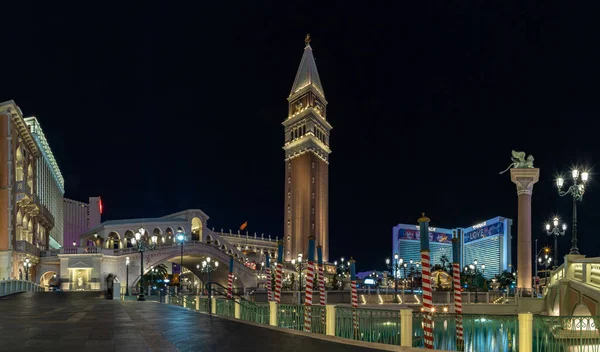 Picture Venetian Las Vegas Night Rialto Bridge Left Campanile Tower — Stock Photo, Image