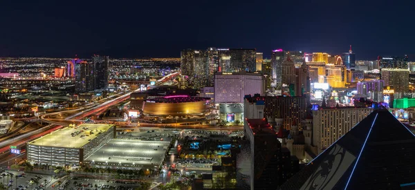 Una Foto Panoramica Las Vegas Notte Con Strip Destra Mobile — Foto Stock