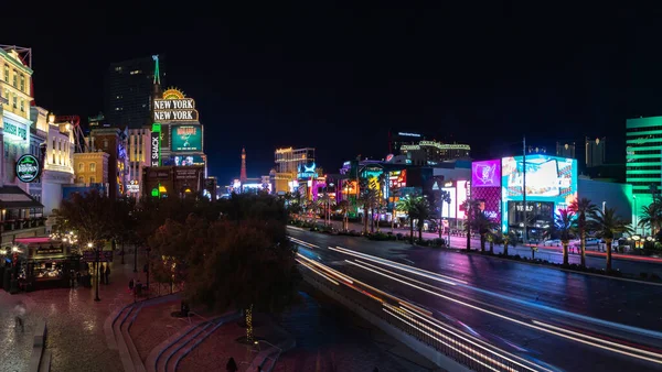 Фото Бульвару Лас Вегас Південь Вночі Багатьма Освітленими Рекламами Справа — стокове фото