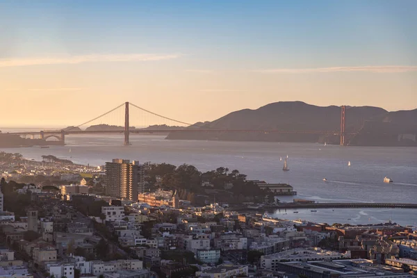Una Foto Del Golden Gate Bridge Tramonto Vista Dalla Coit — Foto Stock